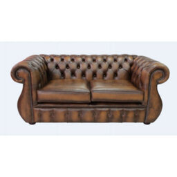 Chesterfield 2 Seater Antique Tan Real Leather Sofa Bespoke In Kimberley Style - thumbnail 1