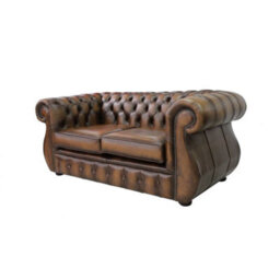 Chesterfield 2 Seater Antique Tan Real Leather Sofa Bespoke In Kimberley Style - thumbnail 3
