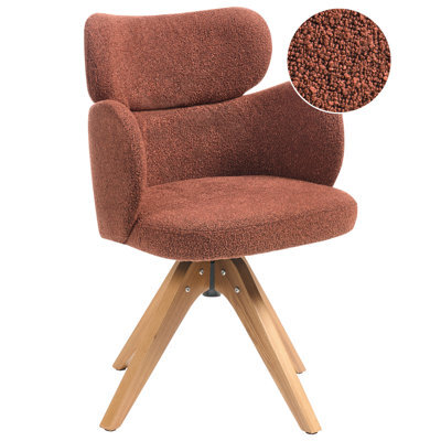 Beliani Dining Chair Swivel Marcy Boucle Orange - image 1