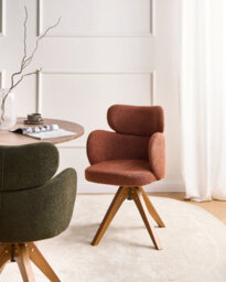 Beliani Dining Chair Swivel Marcy Boucle Orange - thumbnail 2