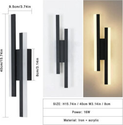 Pheashine Black Led Wall Light 16W 3000K Warm Acrylic Long Design 220V - thumbnail 5