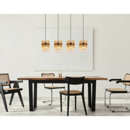 Luminosa Lighting Luminosa Gorley Bar Pendant Ceiling Light Matt Black Amber Glass Shade 4X E27 - thumbnail 7