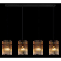Luminosa Lighting Luminosa Gorley Bar Pendant Ceiling Light Matt Black Amber Glass Shade 4X E27 - thumbnail 5