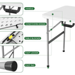 6Ft Heavy Duty Plastic Folding Table Portable Garden Camping Picnic Party Bbq - thumbnail 5