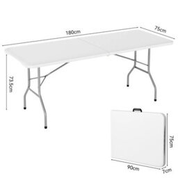 6Ft Heavy Duty Plastic Folding Table Portable Garden Camping Picnic Party Bbq - thumbnail 3