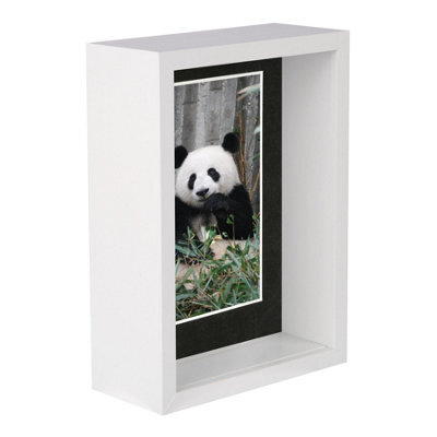 "Nicola Spring 5 X 7"" Deep Photo Frame - White/black Mount - 3D Deep Box Picture Frame Display Case (20 X 15Cm)" - image 1