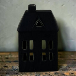 Four Candle Satchville Black Ceramic House Tealight Holder - thumbnail 2