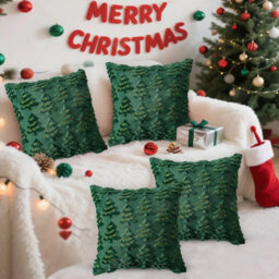 Amorly 4Pcs 18X18In Christmas Throw Pillow Covers, Soft Faux Fur Fluffy Plush Cushion Cases Festive Decor For Couch Living Room Styling - thumbnail 1
