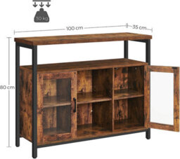 Songmics Sideboard, Buffet Table With 2 Transparent Glass Doors, Tv Cabinet, With Adjustable Shelves, For Dining Room - thumbnail 7