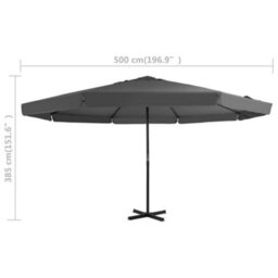 Berkfield Outdoor Parasol With Aluminium Pole 500 Cm Anthracite - thumbnail 7