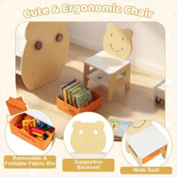 Gainoom Kids' White Art Table & Chair 3-In-1 Toddler Activity Table W/ Reversible Whiteboard - thumbnail 9