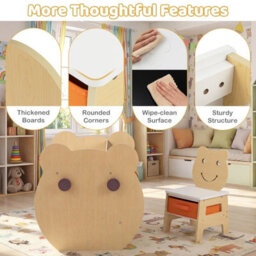 Gainoom Kids' White Art Table & Chair 3-In-1 Toddler Activity Table W/ Reversible Whiteboard - thumbnail 8