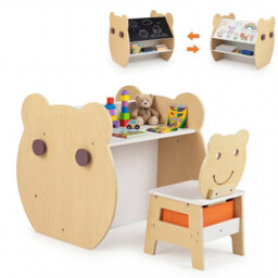 Gainoom Kids' White Art Table & Chair 3-In-1 Toddler Activity Table W/ Reversible Whiteboard - thumbnail 1