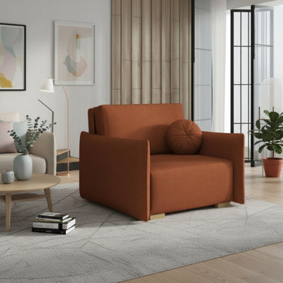 Viva Glov I Armchair With Sleeping Function Storage Container Chipboard Frame Sinuous Spring 104X98X85Cm Orange - image 1