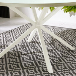 Furniturebox Uk Nanterre Cream Metal & Glass Round Outdoor Dining Table - thumbnail 3