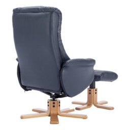 Morris Living The Cairo - Swivel Recliner Chair & Matching Footstool In Navy Blue Faux Leather - thumbnail 9