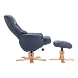 Morris Living The Cairo - Swivel Recliner Chair & Matching Footstool In Navy Blue Faux Leather - thumbnail 8