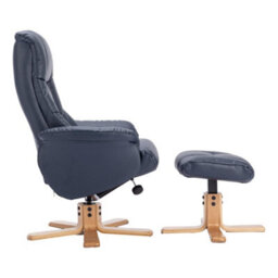 Morris Living The Cairo - Swivel Recliner Chair & Matching Footstool In Navy Blue Faux Leather - thumbnail 7