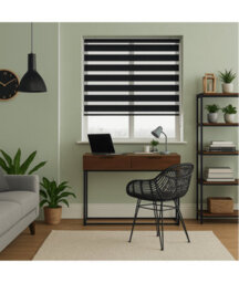 Black Day & Night Zebra Roller Blind (165Cm Drop) - 150Cm - thumbnail 2