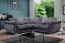 Shannon Sofa Large 5 Seater Corner Suite L Shape  Grey Black Fabric Settee High Density Foam Filled Cushions