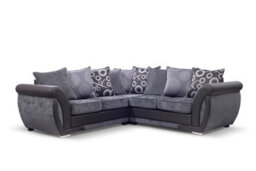 Shannon Sofa Large 5 Seater Corner Suite L Shape  Grey Black Fabric Settee High Density Foam Filled Cushions - thumbnail 2