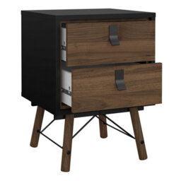 Wyld Haus Juno Black And Walnut 3-Piece Bedroom Set - 3-Door 3-Drawer Wardrobe, 6-Drawer Chest, 2-Drawer Bedside - thumbnail 4