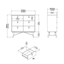 Wyld Haus Juno Black And Walnut 3-Piece Bedroom Set - 3-Door 3-Drawer Wardrobe, 6-Drawer Chest, 2-Drawer Bedside - thumbnail 8