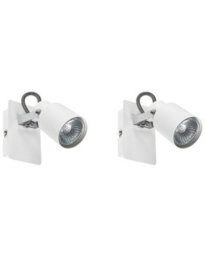 Beliani Set Of 2 White Metal Swing-Arm Wall Lamps 1-Light, Adjustable Cone Shades - thumbnail 2
