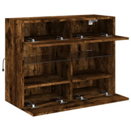 Berkfield Tv Wall Cabinet With Led Lights Smoked Oak 78.5X30X60.5 Cm - thumbnail 8