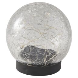 Black Cracked Glass Effect Crackle Glass Ball Solar-Powered Integrated Led Outdoor Table Lamp - thumbnail 2