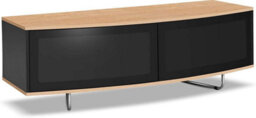 "Homeology Caru Gloss Black And Oak Beam-Thru Remote Friendly Super-Contemporary ""d"" Shape Design Up To 65"" Led/oled/lcd Tv Cabinet" - thumbnail 4