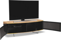 "Homeology Caru Gloss Black And Oak Beam-Thru Remote Friendly Super-Contemporary ""d"" Shape Design Up To 65"" Led/oled/lcd Tv Cabinet" - thumbnail 7