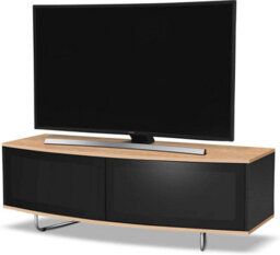 "Homeology Caru Gloss Black And Oak Beam-Thru Remote Friendly Super-Contemporary ""d"" Shape Design Up To 65"" Led/oled/lcd Tv Cabinet" - thumbnail 3