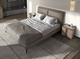 Angel Cerda Elegant Mink Coloured Leatherette Bed For Modern Bedrooms - thumbnail 2