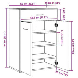 Vidaxl Shoe Cabinet Old Wood 60X35X84 Cm Engineered Wood - thumbnail 3