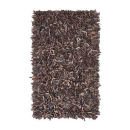 Homescapes Dallas Leather Shaggy Rug Chocolate, 90 X 150 Cm - thumbnail 2