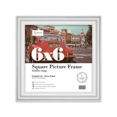 6X6 White Ornate Picture Frame (15.2 X 15.2Cm) Poster, Photo, Artwork, Gallery Wall Or Print - image 1