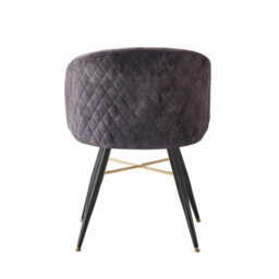 Life Interiors Set Of 4 Black Vittorio Velvet Dining Chairs With Black Metal Legs, Quilted Design Modern Accent Chair - thumbnail 5
