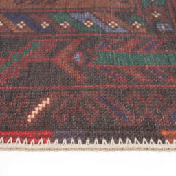 Loomed Distressed Maroon Red Brown Persian Style Washable Non Slip Runner Rug 60X240Cm - thumbnail 6