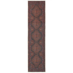 Loomed Distressed Maroon Red Brown Persian Style Washable Non Slip Runner Rug 60X240Cm - thumbnail 1
