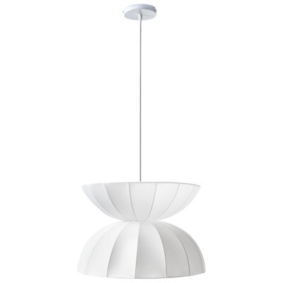 Wyld and Coco Lumalux Pendant Lamp - Handcrafted Faux Silk White Ceiling Light For Living Room, Dining Room, Bedroom - W47 X H113Cm - image 1