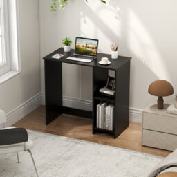 Gainoom Black Small Computer Desk 80 Cm Home Office Desk For Small Space Study Writing Desk W/ 2 Compartments - thumbnail 3