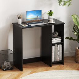 Gainoom Black Small Computer Desk 80 Cm Home Office Desk For Small Space Study Writing Desk W/ 2 Compartments