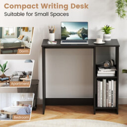 Gainoom Black Small Computer Desk 80 Cm Home Office Desk For Small Space Study Writing Desk W/ 2 Compartments - thumbnail 5