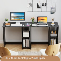 Gainoom Black Small Computer Desk 80 Cm Home Office Desk For Small Space Study Writing Desk W/ 2 Compartments - thumbnail 8
