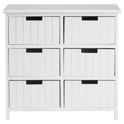Orsina Compact Design White Mdf 6 Drawers Chest, Modern Chest Of Drawers For Livingroom, Minimalist Storage Chest - image 1