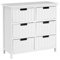 Orsina Compact Design White Mdf 6 Drawers Chest, Modern Chest Of Drawers For Livingroom, Minimalist Storage Chest - thumbnail 2
