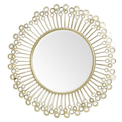 Orsina Distinctive Mirrored Disc Detail Wall Mirror, Decorative Circle Framed Mirror, 97X97Cm Statement Mirror - image 1