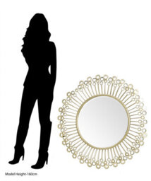 Orsina Distinctive Mirrored Disc Detail Wall Mirror, Decorative Circle Framed Mirror, 97X97Cm Statement Mirror - thumbnail 2