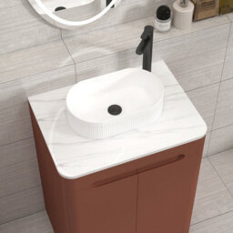 Royal Bathrooms Venice 600mm Terracotta Clay Freestanding Bathroom Countertop Vanity Unit 2 Door With Lyon Basin - thumbnail 6